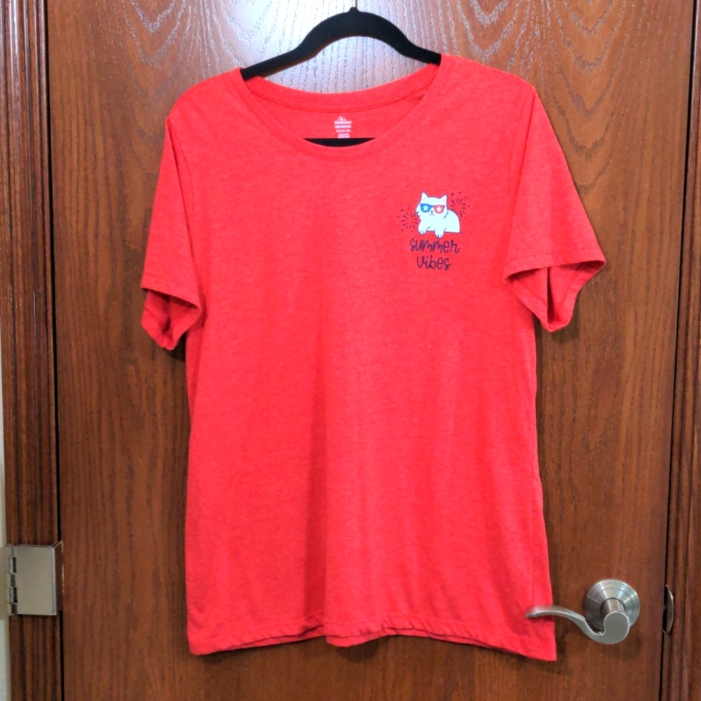 Summer Vibes Red 4th of July T-shirt Size XL (16-18) NEW